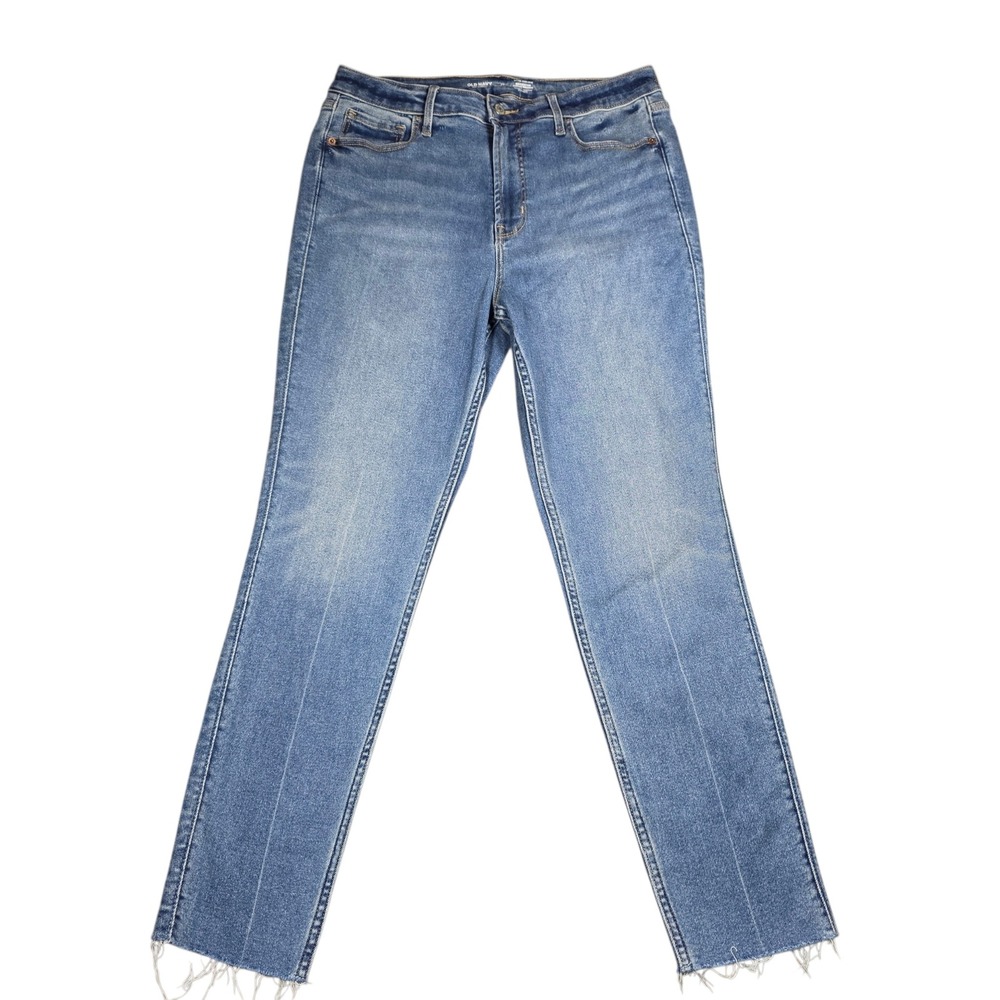 Old Navy Extra High Rise Rockstarâ Super Skinny Jeans Blue Raw Hem Womens 12